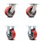 Service Caster 5 Inch Kingpinless Red Poly on Steel Wheel Swivel Caster Swivel 2 Rigid, 2PK SCC-KP30S520-PUR-RS-2-R-2 - alternate 1